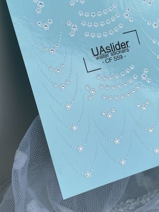 Слайдер-дизайн Color and Foil 559 | Водные декали для френча с кружевными цветочными узорами | Белые цветы с точками CF_559 фото