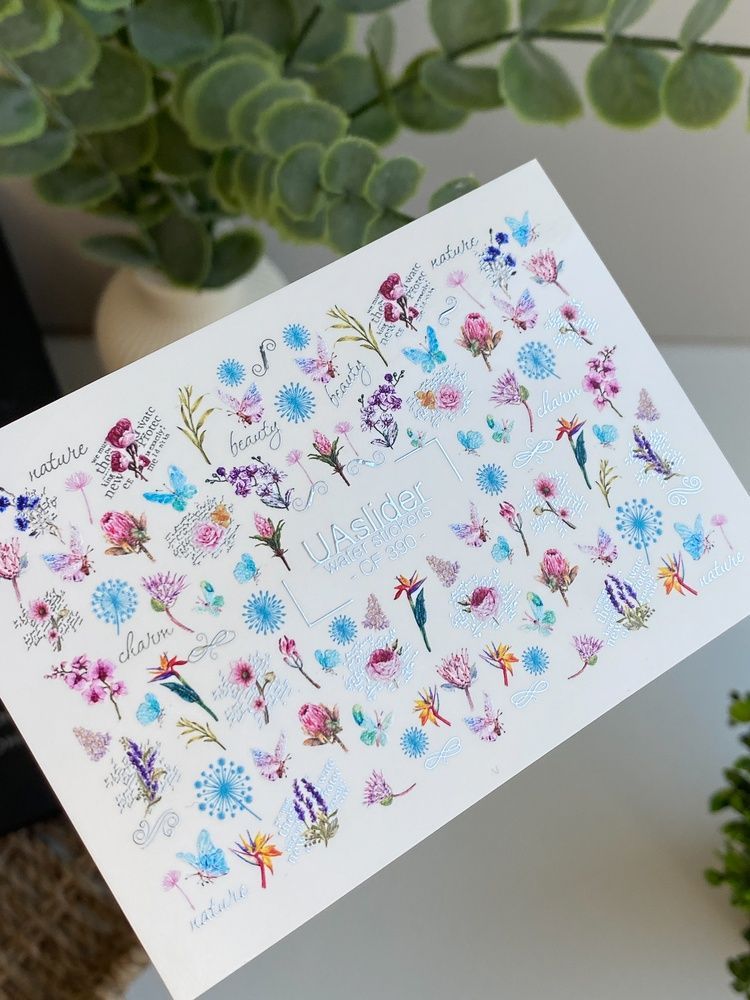Слайдер-дизайн Color and Foil 390 | Ботанічні водні декалі | Польові квіти, метелики та написи CF_390 фото