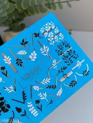 Слайдер-дизайн Color and Foil 376 | Минималистичные водные декали | Черно-белые ботанические акценты CF_376 фото