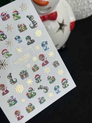 Слайдер-дизайн Color and Foil 339 | Водные декали для ногтей | Новогодние змейки и снежинки CF_339 фото