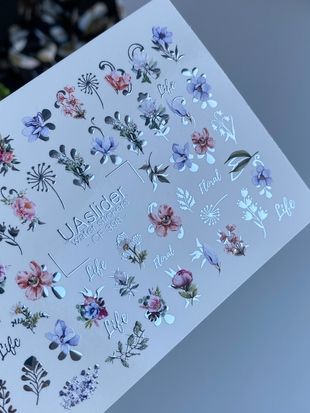 Слайдер-дизайн Color and Foil 398 | Водные декали с разноцветными цветами | Ботанические мотивы и надписи CF_398 фото
