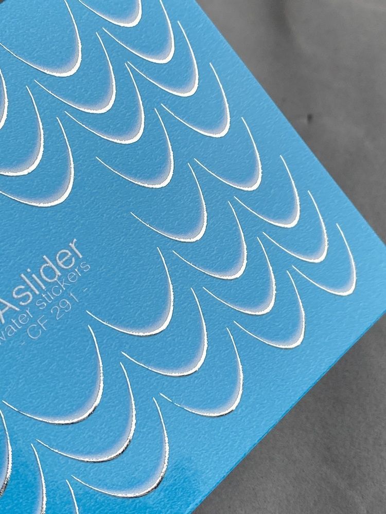 Слайдер-дизайн Color and Foil 291 silver | Мінімалістичні водні декалі для нігтів | Срібні півмісяці для френчу CF_291 фото