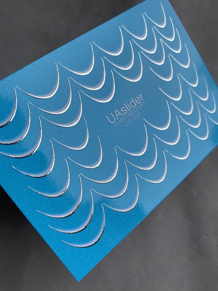 Слайдер-дизайн Color and Foil 291 silver | Мінімалістичні водні декалі для нігтів | Срібні півмісяці для френчу CF_291 фото