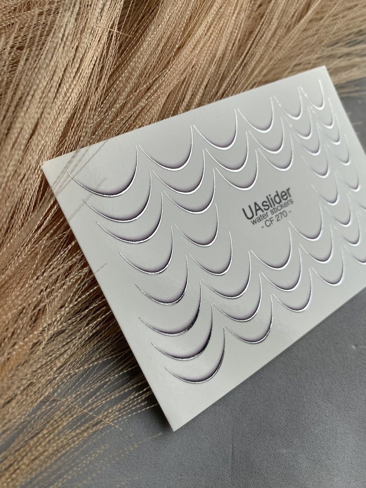Слайдер-дизайн Color and Foil 270 silver | Водні декалі для френчу | Срібні вигнуті лінії для френчу CF_270 фото