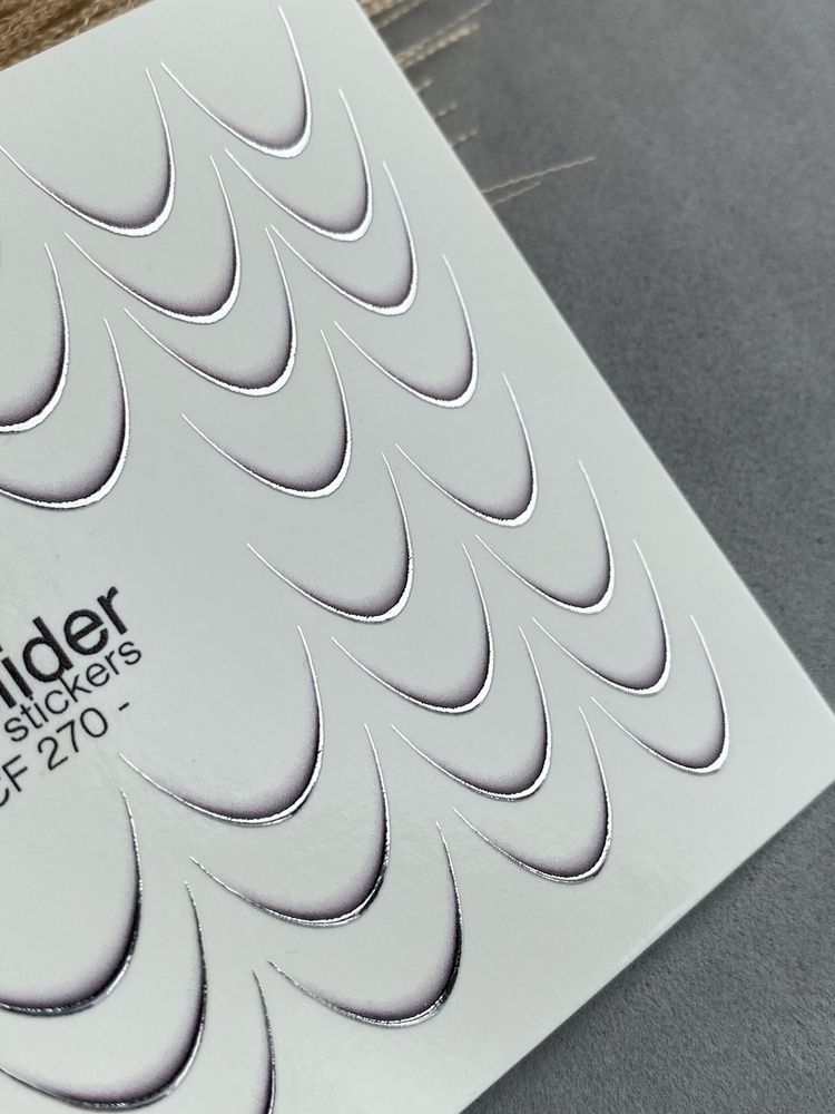 Слайдер-дизайн Color and Foil 270 silver | Водні декалі для френчу | Срібні вигнуті лінії для френчу CF_270 фото