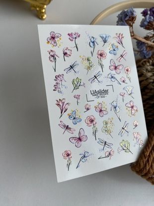 Слайдер-дизайн Color and Foil 502 | Водные декали с радужными сердечками и абстрактными линиями | Яркий нейл-арт CF_502 фото