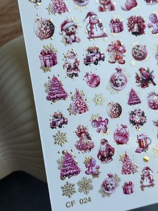 Слайдер-дизайн Color and Foil 024 | Різдвяні водні декалі для нігтів із золотою фольгою | Святкові іграшки та фігурки CF_024 фото