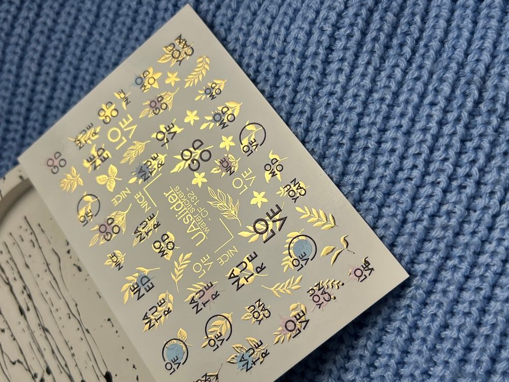 Слайдер-дизайн Color and Foil 133 | Слайдери для Нігтів | Абстрактні Лінії та Золоті Акценти CF_133 фото