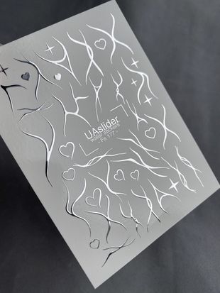 Слайдер-дизайн Fs 177 silver | Водні декалі для нігтів Абстракція | Мінімалістичні силуети Fs_177 фото