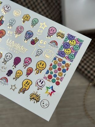 Слайдер-дизайн Color and Foil 147 | Слайдери для Нігтів | Яскраві Смайли &ndash; Емодзі, Зірки та Графіті Стиль CF_147 фото