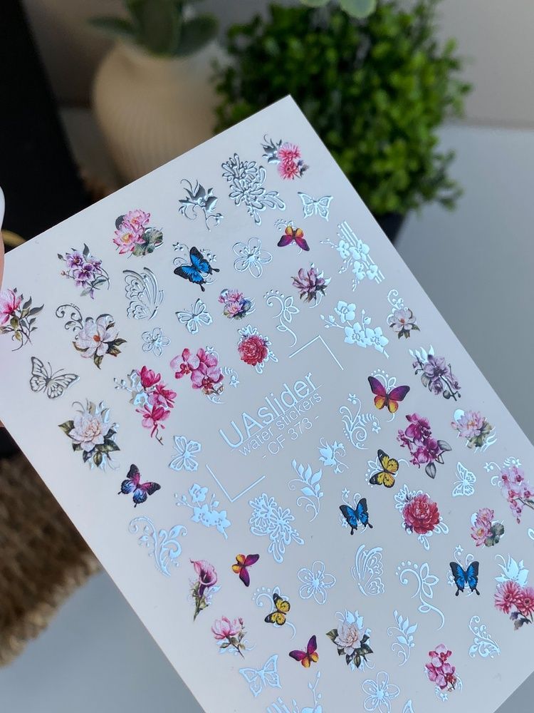 Слайдер-дизайн Color and Foil 373 | Водні декалі з квітами | Метелики та орнаментальні візерунки CF_373 фото