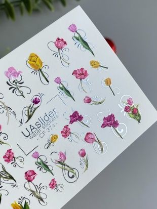 Слайдер-дизайн Color and Foil 374 | Водные декали с тюльпанами | Весенние цветочные дизайны CF_374 фото