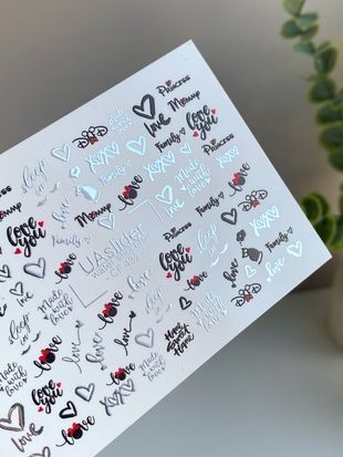 Слайдер-дизайн Color and Foil 432 | Водные декали для ногтей Love & Family | Сердечки и романтические надписи CF_432 фото